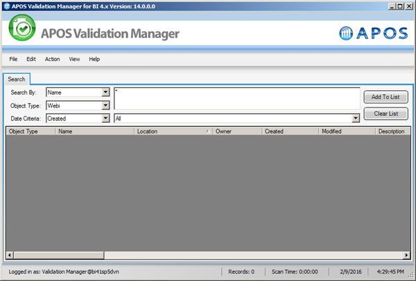 APOS Validation Manager