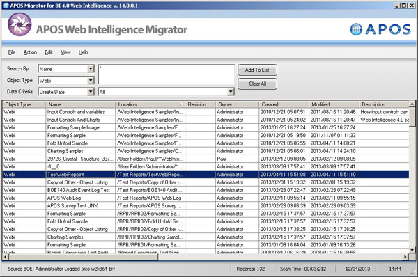 APOS WebI Migrator