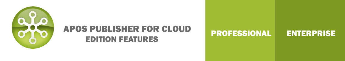Compare APOS Publisher for Cloud Professional and Enterprise Editions